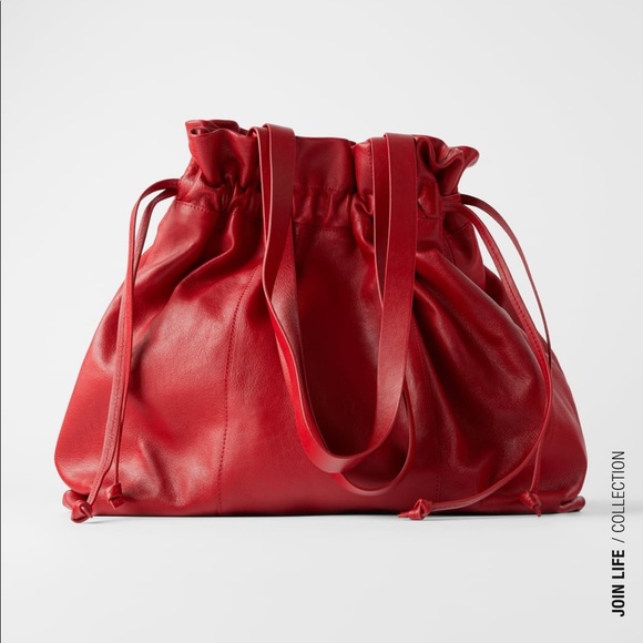 Zara Handbags - ZARA BNWT Gathered Leather Shopper Bag